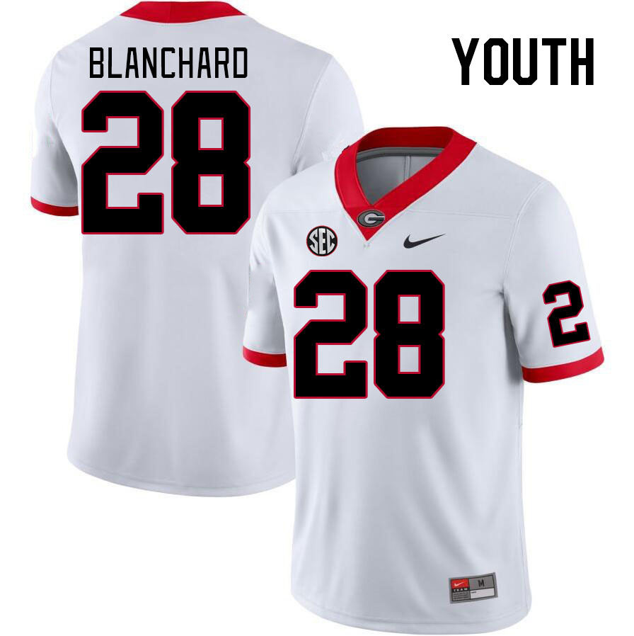 Youth #28 Walter Blanchard Georgia Bulldogs College Football Jerseys Stitched-White